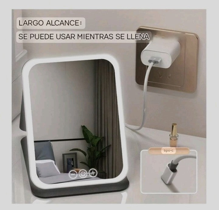 Espejo de maquillaje iluminado por LED