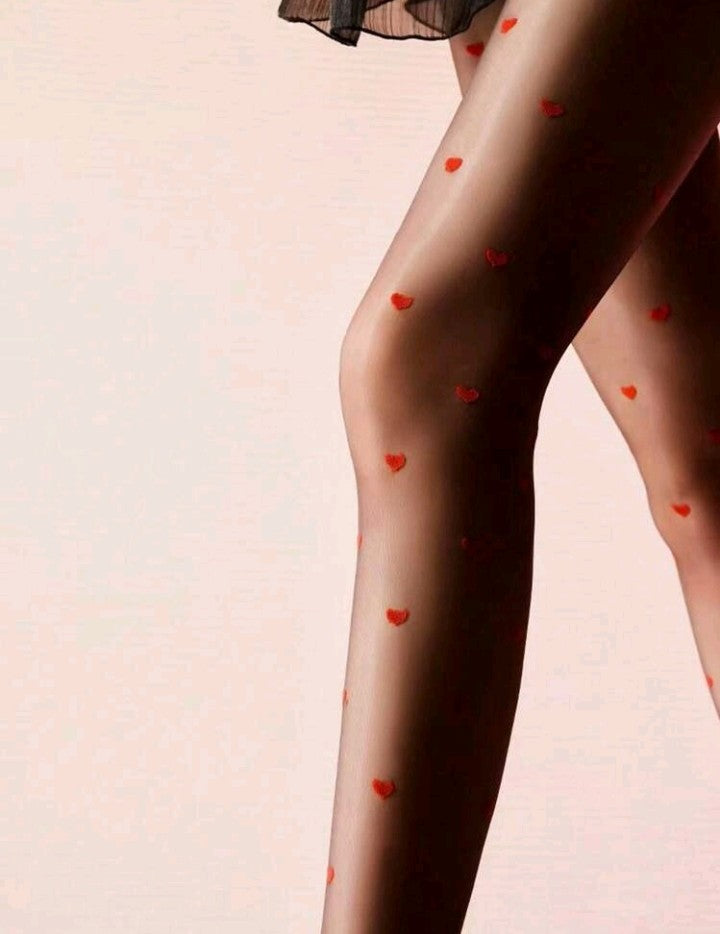 Pantimedias con estampado de corazón