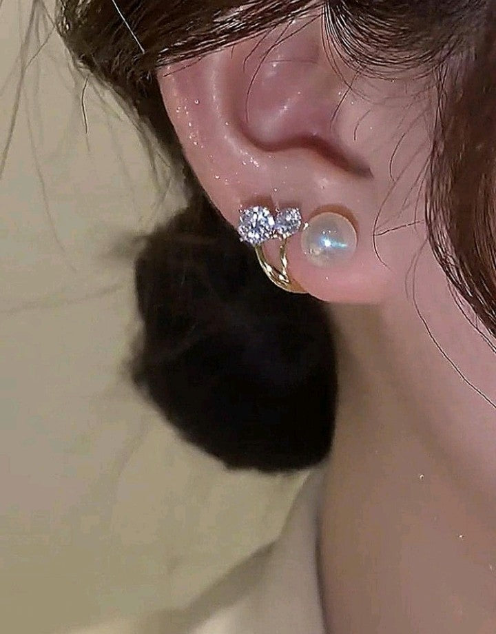 Pendientes Ear Cuff de perlas y diamantes